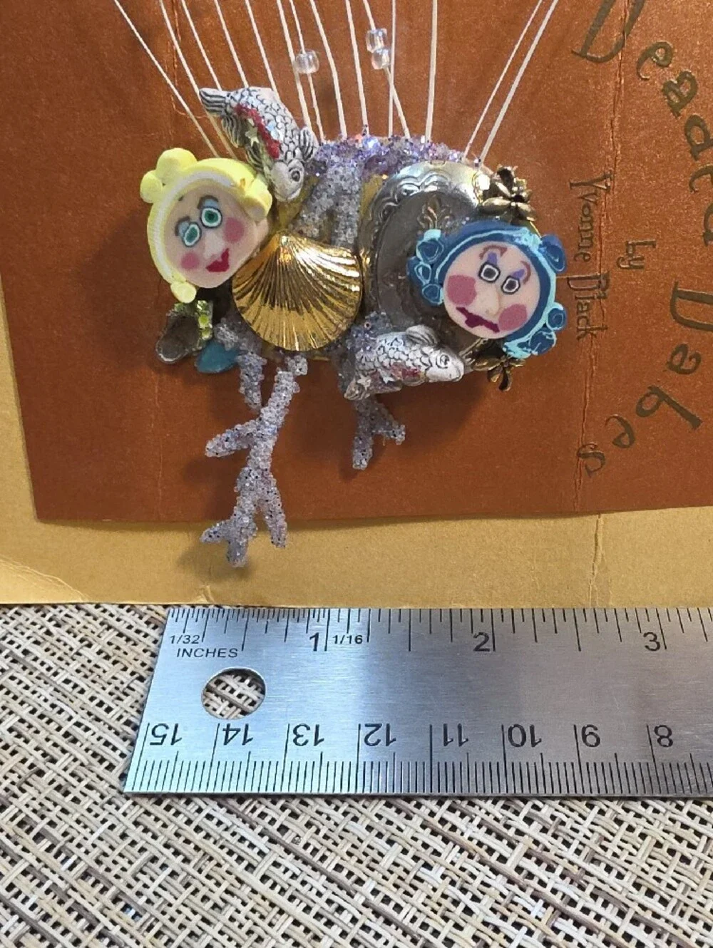Beaded Babes Decorative Feather Brooch with Multicolor Accents